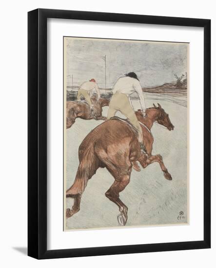 The Jockey, 1899 (Litho Printed in Black, Green, Red, Brown, Beige & Blue on Cream Wove Paper)-Henri de Toulouse-Lautrec-Framed Giclee Print