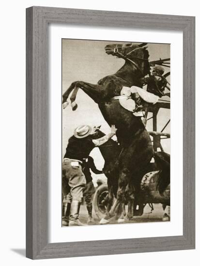 The Jockey Herbert Loses Control of His Horse at the Start of a Race in New York-null-Framed Giclee Print