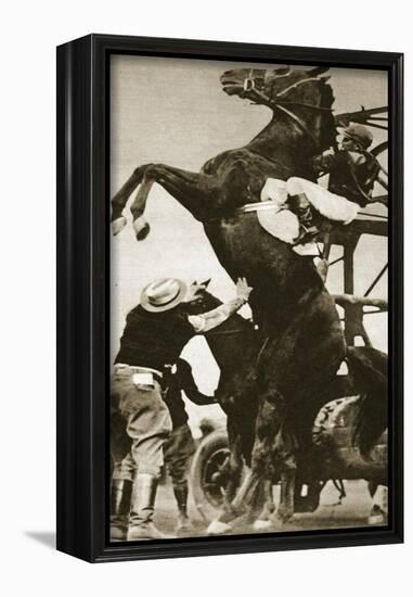 The Jockey Herbert Loses Control of His Horse at the Start of a Race in New York-null-Framed Giclee Print