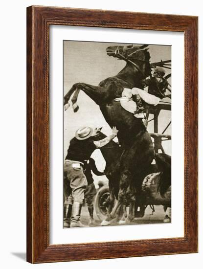 The Jockey Herbert Loses Control of His Horse at the Start of a Race in New York-null-Framed Giclee Print