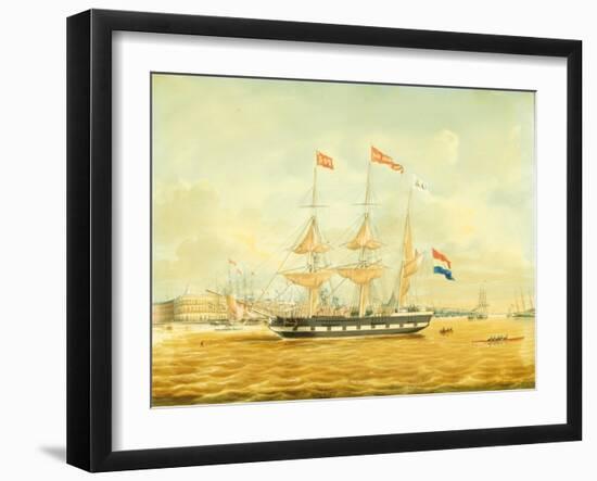 The Johan Melchior Kemper at Anchor by Rotterdam Harbour (Pencil, Pen and Ink and W/C on Paper)-Jacob Spin-Framed Giclee Print