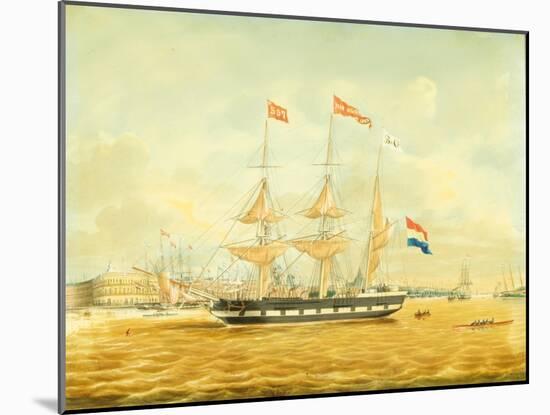 The Johan Melchior Kemper at Anchor by Rotterdam Harbour (Pencil, Pen and Ink and W/C on Paper)-Jacob Spin-Mounted Giclee Print