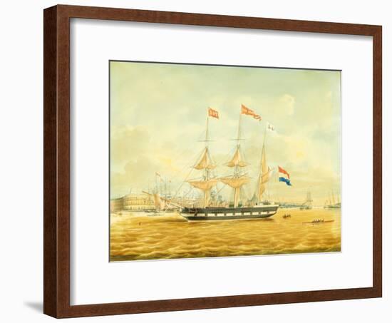 The Johan Melchior Kemper at Anchor by Rotterdam Harbour (Pencil, Pen and Ink and W/C on Paper)-Jacob Spin-Framed Giclee Print