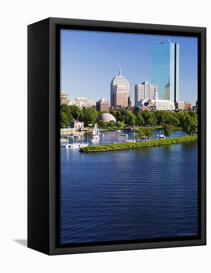 The John Hancock Tower and City Skyline Across the Charles River, Boston, Massachusetts, USA-Amanda Hall-Framed Premier Image Canvas