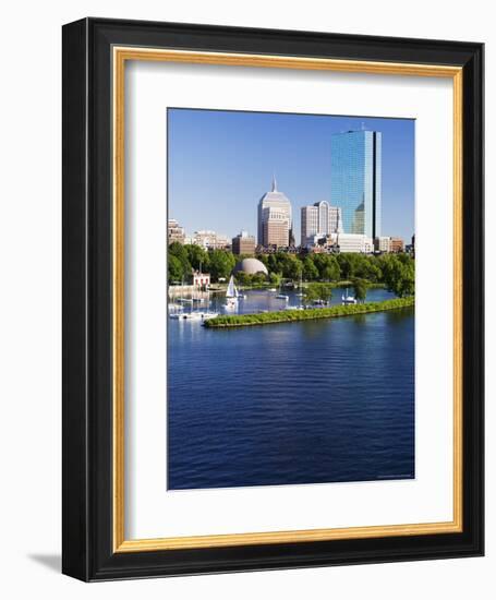 The John Hancock Tower and City Skyline Across the Charles River, Boston, Massachusetts, USA-Amanda Hall-Framed Photographic Print