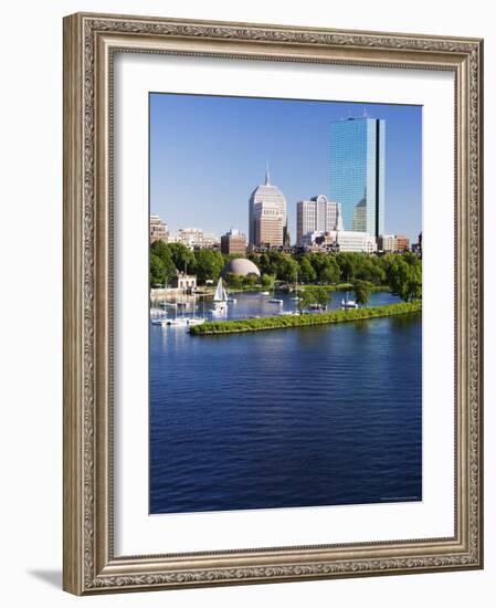 The John Hancock Tower and City Skyline Across the Charles River, Boston, Massachusetts, USA-Amanda Hall-Framed Photographic Print
