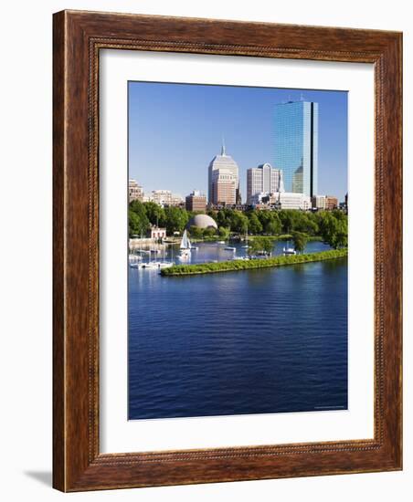 The John Hancock Tower and City Skyline Across the Charles River, Boston, Massachusetts, USA-Amanda Hall-Framed Photographic Print