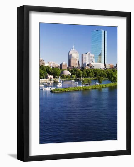 The John Hancock Tower and City Skyline Across the Charles River, Boston, Massachusetts, USA-Amanda Hall-Framed Photographic Print