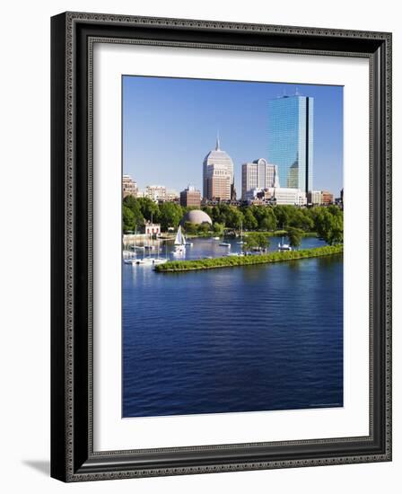 The John Hancock Tower and City Skyline Across the Charles River, Boston, Massachusetts, USA-Amanda Hall-Framed Photographic Print