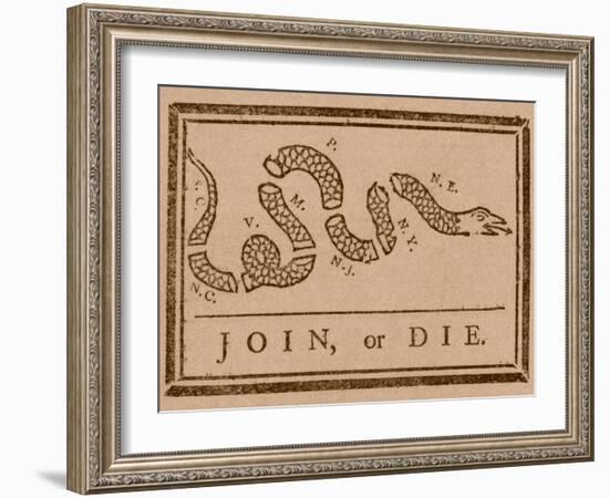 The Join Or Die Print Was a Political Cartoon Created by Benjamin Franklin-Stocktrek Images-Framed Photographic Print