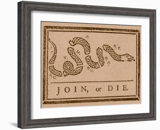 The Join Or Die Print Was a Political Cartoon Created by Benjamin Franklin-Stocktrek Images-Framed Photographic Print