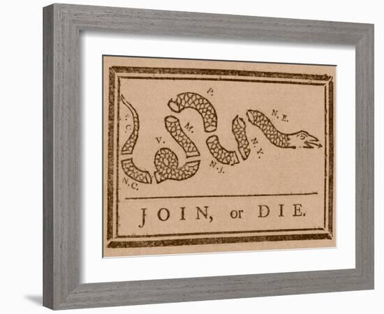 The Join Or Die Print Was a Political Cartoon Created by Benjamin Franklin-Stocktrek Images-Framed Photographic Print