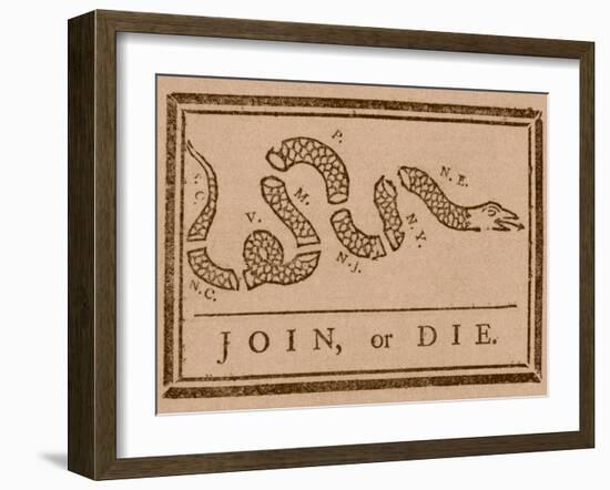 The Join Or Die Print Was a Political Cartoon Created by Benjamin Franklin-Stocktrek Images-Framed Photographic Print