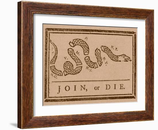 The Join Or Die Print Was a Political Cartoon Created by Benjamin Franklin-Stocktrek Images-Framed Photographic Print