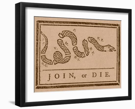 The Join Or Die Print Was a Political Cartoon Created by Benjamin Franklin-Stocktrek Images-Framed Photographic Print