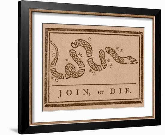 The Join Or Die Print Was a Political Cartoon Created by Benjamin Franklin-Stocktrek Images-Framed Photographic Print