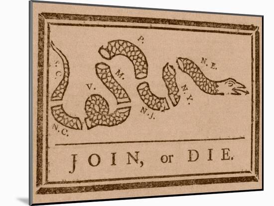 The Join Or Die Print Was a Political Cartoon Created by Benjamin Franklin-Stocktrek Images-Mounted Photographic Print