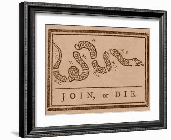 The Join Or Die Print Was a Political Cartoon Created by Benjamin Franklin-Stocktrek Images-Framed Photographic Print