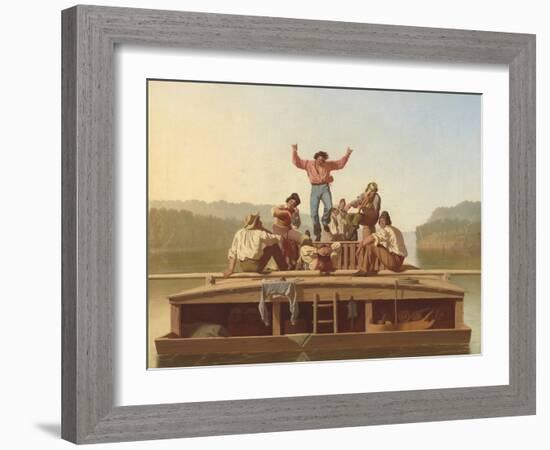 The Jolly Flatboatmen, 1846-George Caleb Bingham-Framed Art Print