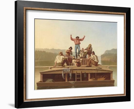 The Jolly Flatboatmen, 1846-George Caleb Bingham-Framed Art Print