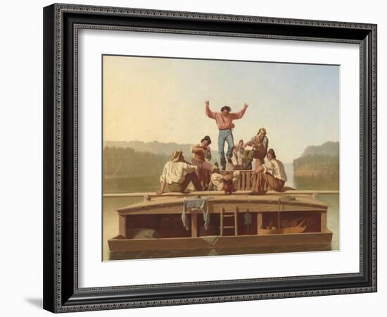 The Jolly Flatboatmen, 1846-George Caleb Bingham-Framed Art Print