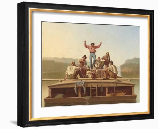 The Jolly Flatboatmen, 1846-George Caleb Bingham-Framed Art Print