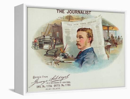 The Journalist Brand Cigar Box Label-Lantern Press-Framed Stretched Canvas