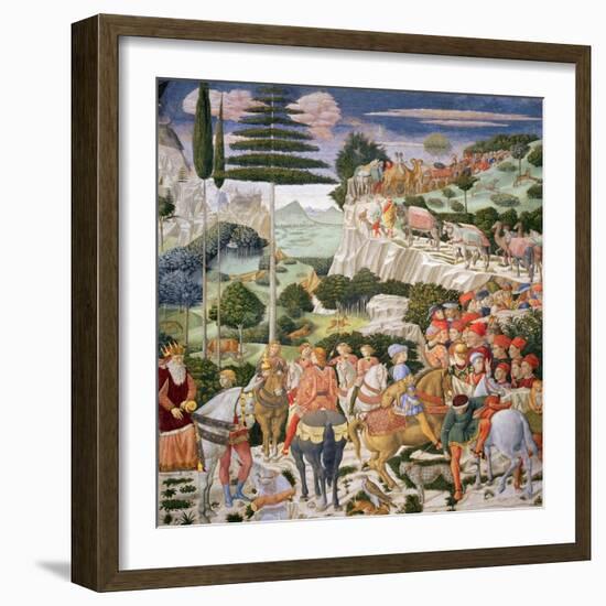 The Journey of the Magi to Bethlehem, the Left Hand Wall of the Chapel, circa 1460-Benozzo di Lese di Sandro Gozzoli-Framed Giclee Print