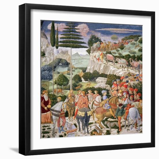 The Journey of the Magi to Bethlehem, the Left Hand Wall of the Chapel, circa 1460-Benozzo di Lese di Sandro Gozzoli-Framed Giclee Print