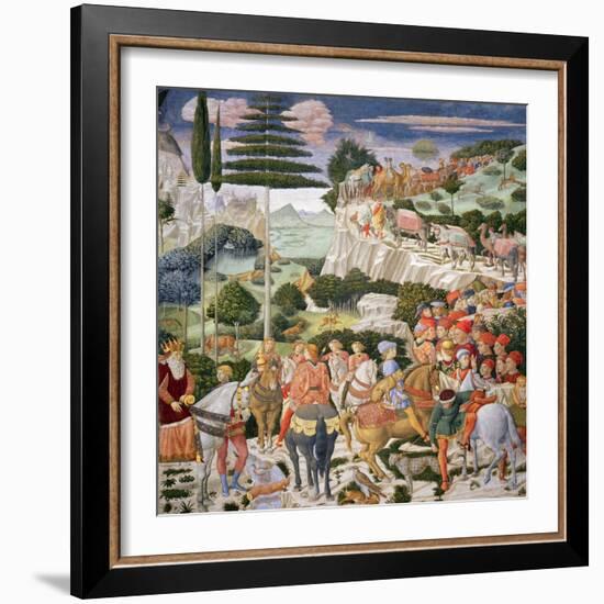 The Journey of the Magi to Bethlehem, the Left Hand Wall of the Chapel, circa 1460-Benozzo di Lese di Sandro Gozzoli-Framed Giclee Print