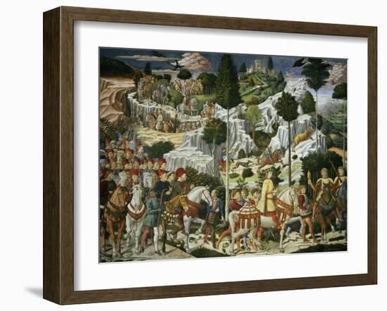 The Journey of the Magi to Bethlehem, the Right Hand Wall of the Chapel, circa 1460-Benozzo di Lese di Sandro Gozzoli-Framed Giclee Print