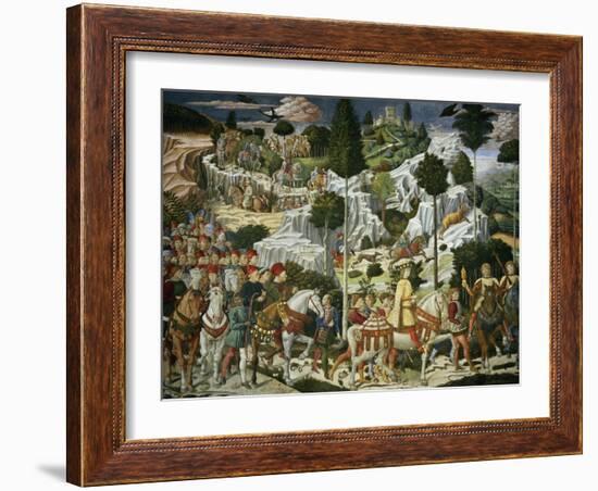 The Journey of the Magi to Bethlehem, the Right Hand Wall of the Chapel, circa 1460-Benozzo di Lese di Sandro Gozzoli-Framed Giclee Print