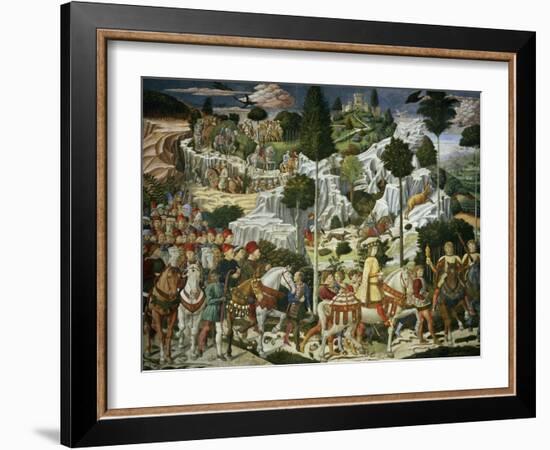 The Journey of the Magi to Bethlehem, the Right Hand Wall of the Chapel, circa 1460-Benozzo di Lese di Sandro Gozzoli-Framed Giclee Print