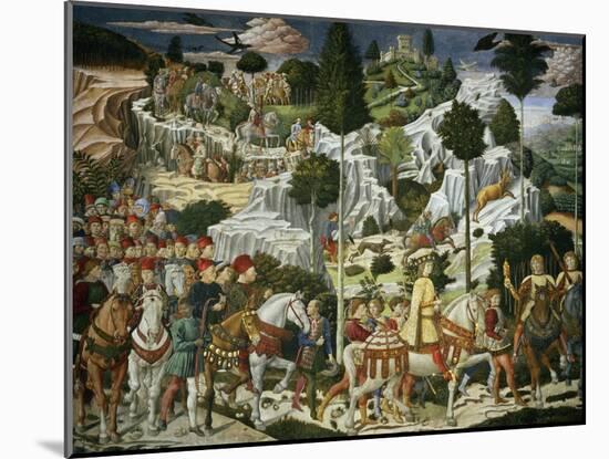 The Journey of the Magi to Bethlehem, the Right Hand Wall of the Chapel, circa 1460-Benozzo di Lese di Sandro Gozzoli-Mounted Giclee Print