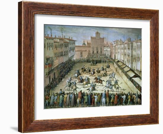 The Joust in the Piazza Santa Croce, Florence, 1555-Jan van der Straet-Framed Giclee Print