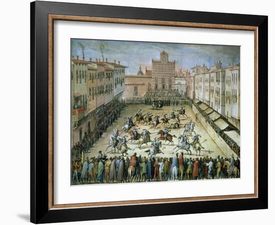 The Joust in the Piazza Santa Croce, Florence, 1555-Jan van der Straet-Framed Giclee Print