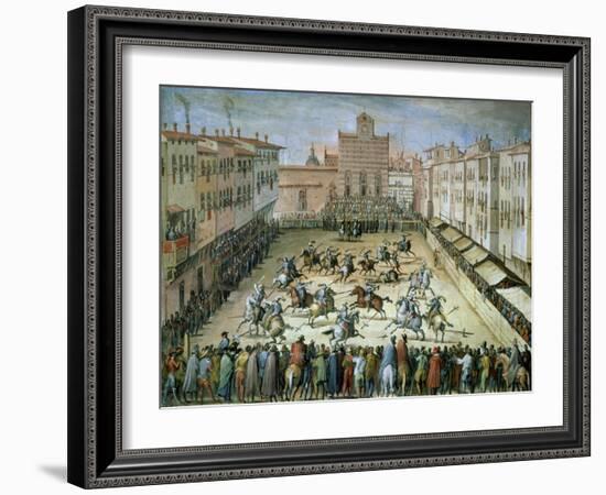 The Joust in the Piazza Santa Croce, Florence, 1555-Jan van der Straet-Framed Giclee Print