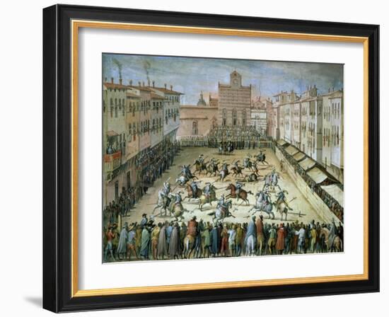 The Joust in the Piazza Santa Croce, Florence, 1555-Jan van der Straet-Framed Giclee Print