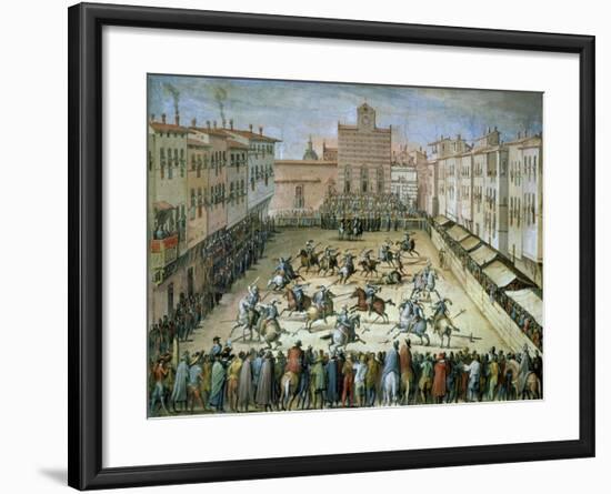 The Joust in the Piazza Santa Croce, Florence, 1555-Jan van der Straet-Framed Giclee Print