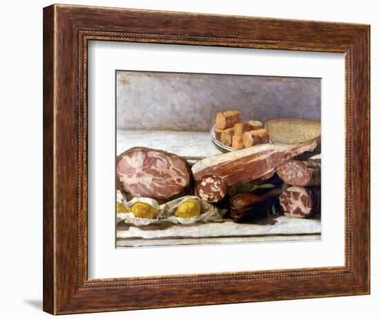 The Joy of Color, Still Life of Cold Cuts. Painting by Giovanni Segantini (1858-1899). 1886. Milan,-Giovanni Segantini-Framed Giclee Print