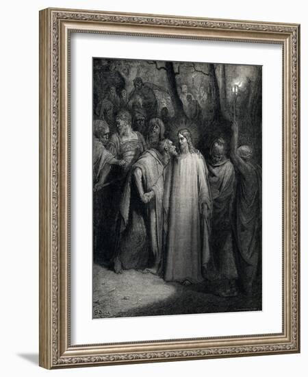 The Judas Kiss (Mark 14:45)-Gustave Doré-Framed Giclee Print