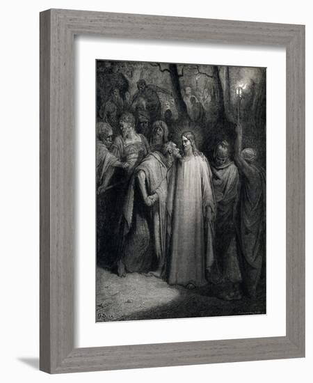 The Judas Kiss (Mark 14:45)-Gustave Doré-Framed Giclee Print