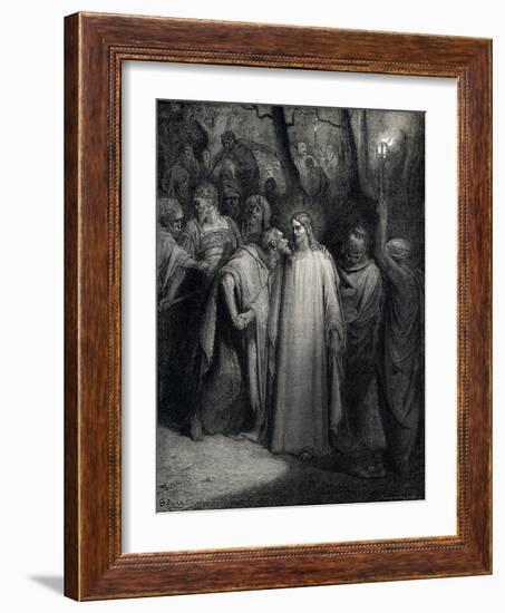 The Judas Kiss (Mark 14:45)-Gustave Doré-Framed Giclee Print