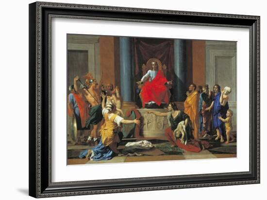 The Judgement of Solomon, 1649-Nicolas Poussin-Framed Giclee Print