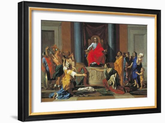 The Judgement of Solomon, 1649-Nicolas Poussin-Framed Giclee Print