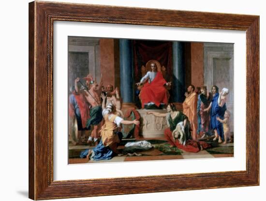 The Judgement of Solomon, 1649-Nicolas Poussin-Framed Giclee Print
