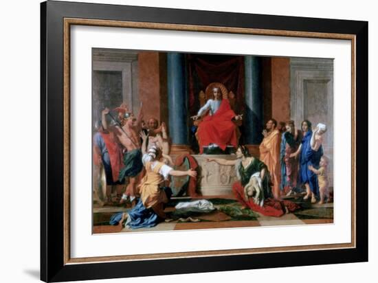 The Judgement of Solomon, 1649-Nicolas Poussin-Framed Giclee Print