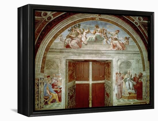 The Judicial Virtues: Pope Gregory IX Approving the Vatical Decretals-Raphael-Framed Premier Image Canvas