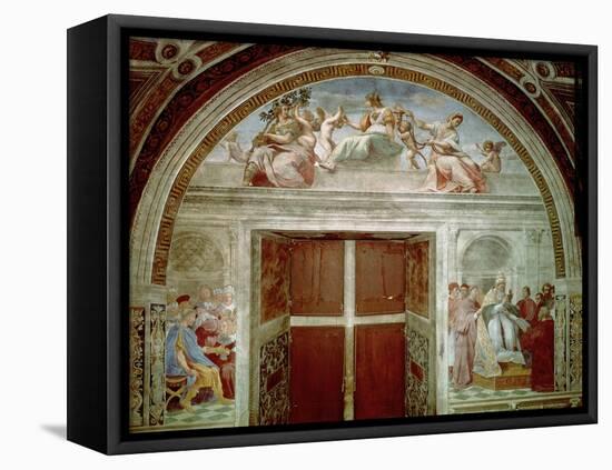 The Judicial Virtues: Pope Gregory IX Approving the Vatical Decretals-Raphael-Framed Premier Image Canvas