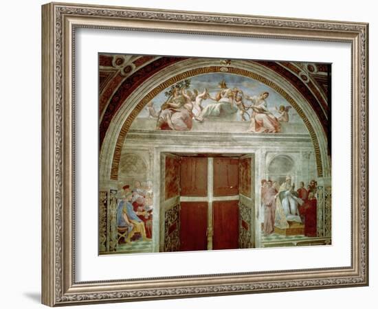 The Judicial Virtues: Pope Gregory IX Approving the Vatical Decretals-Raphael-Framed Giclee Print
